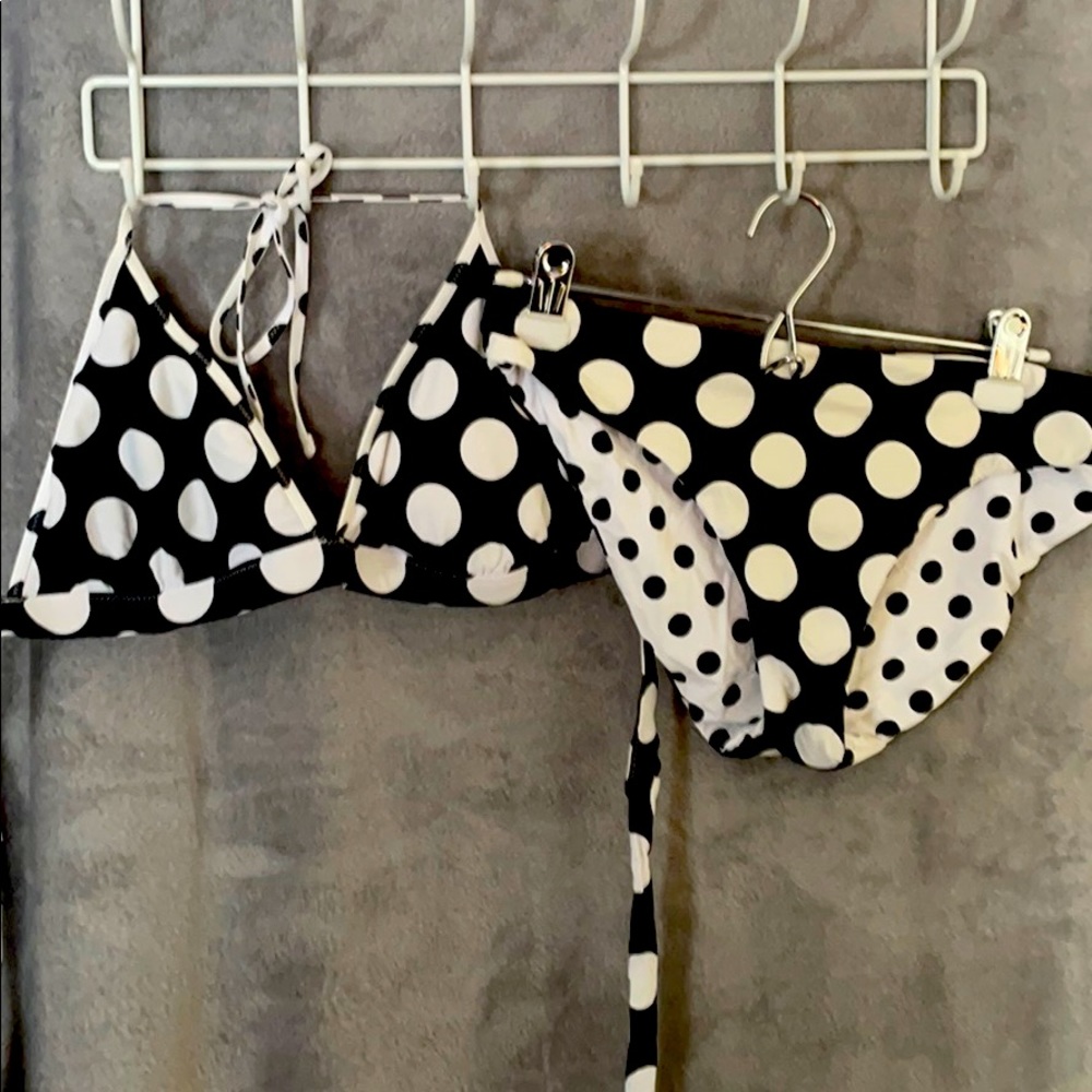 Black and white polka dot bikini